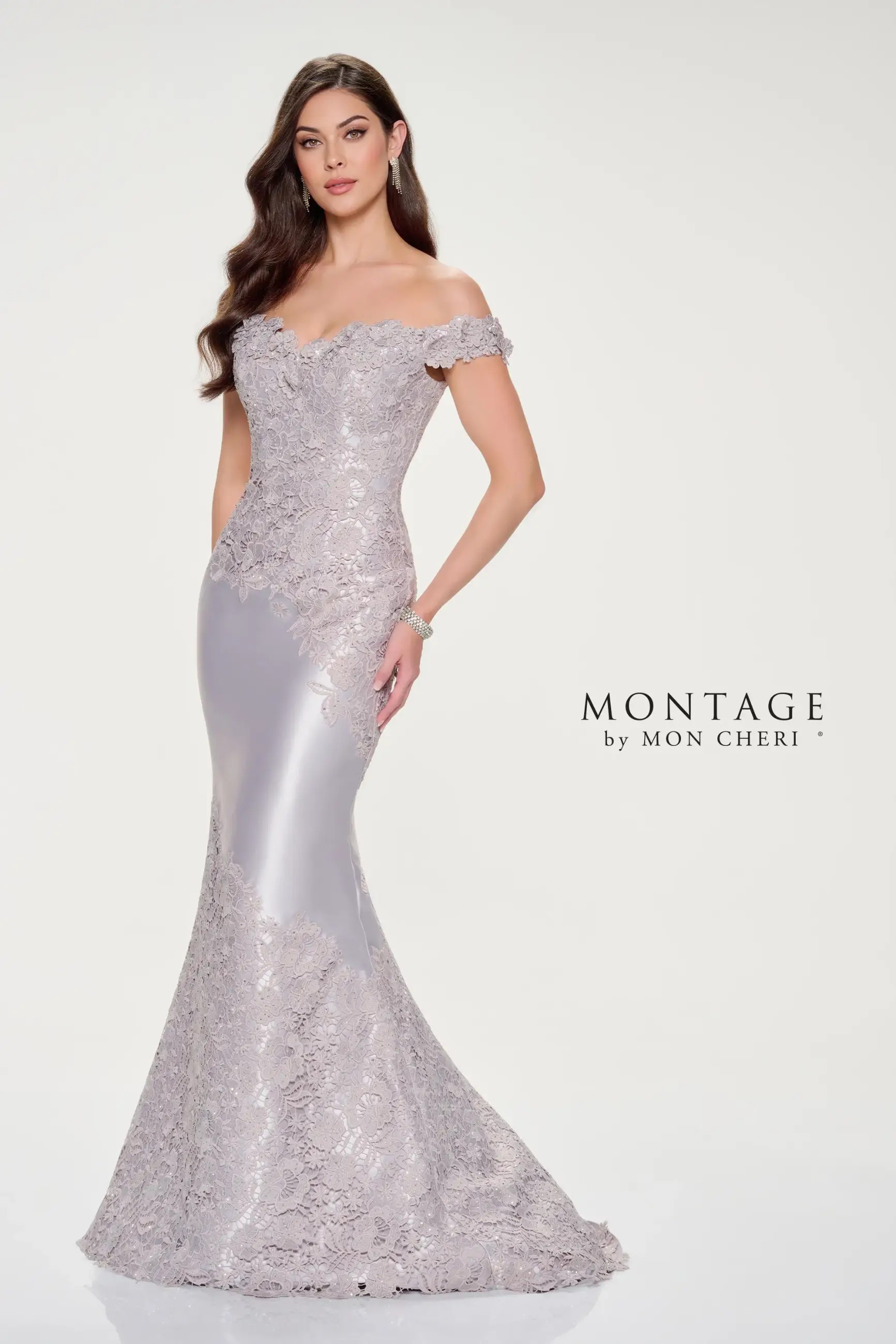 Model wearing a gown by Montage